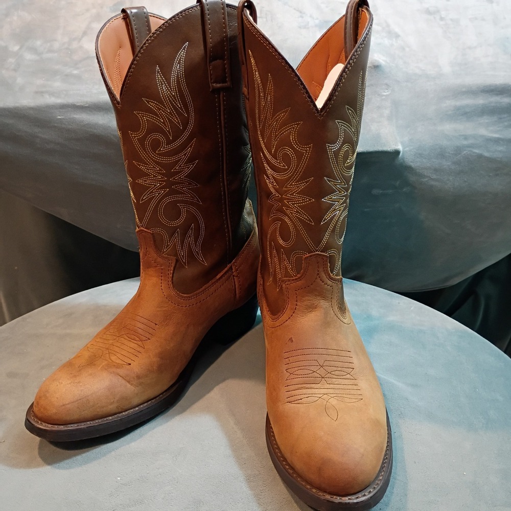Laredo 4242 Mens Brown Leather Western Cowboy Boots Size 10 D Round Toe